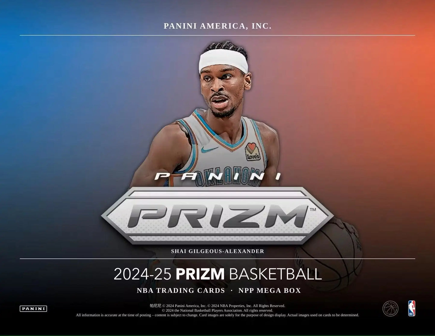 2024/25 Panini Prizm Basketball Mega Box featuring Pink Ice Prizms and Shai Gilgeous-Alexander