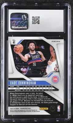 Prizm Cade Cunningham basketball card from 2024-25 Panini Prizm Pink Ice CGC 10
