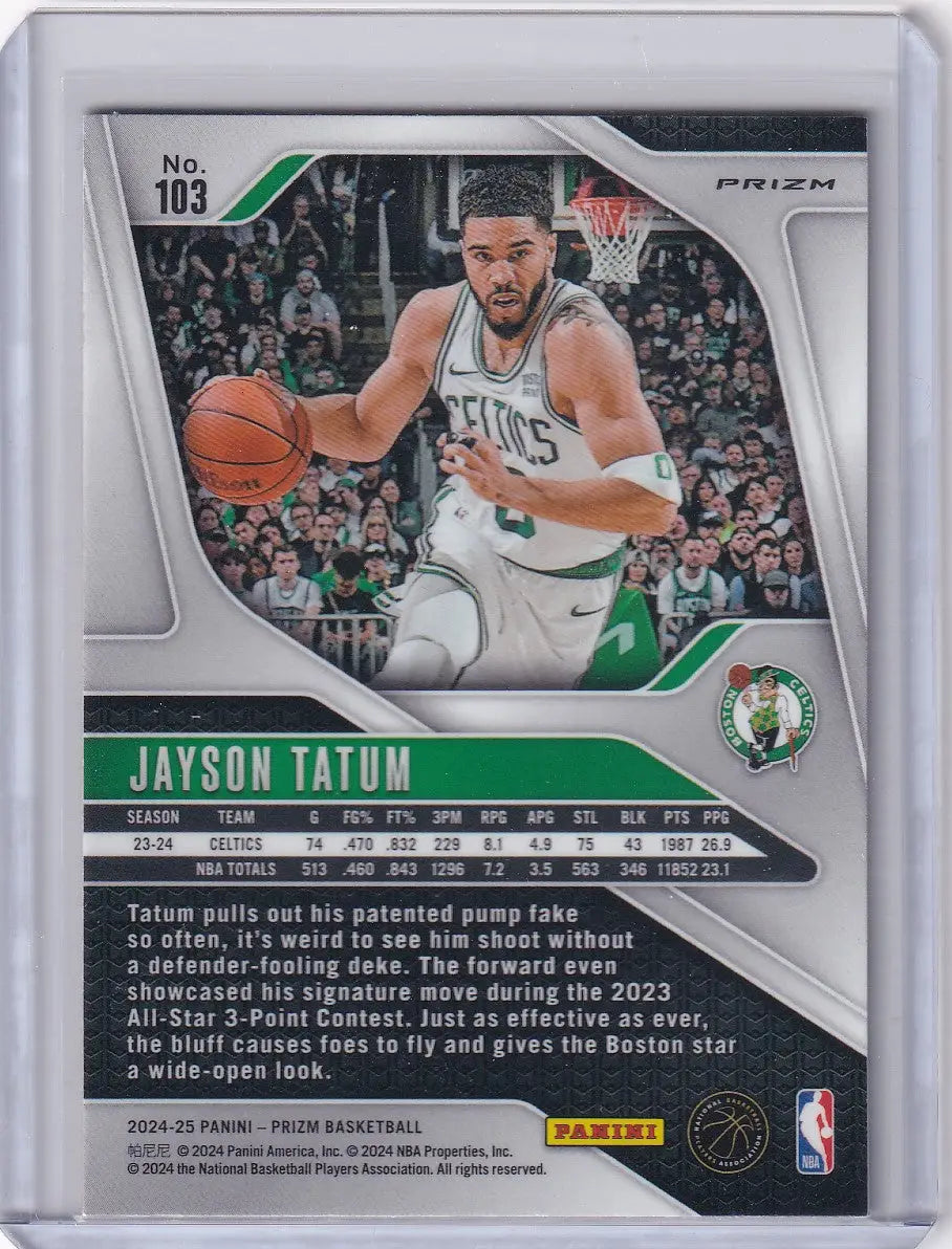 Panini Prizm Orange Jayson Tatum Boston Celtics basketball trading card 2024-25