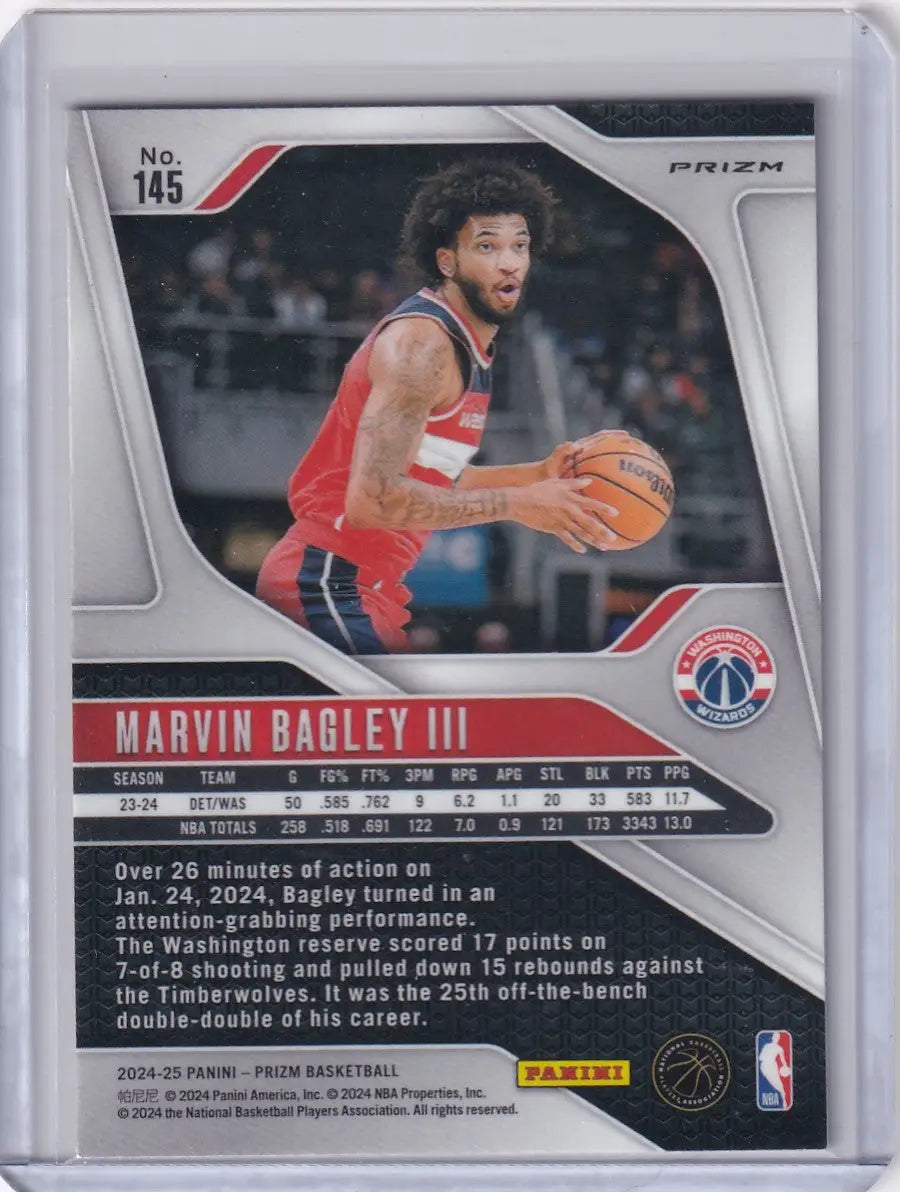 Basketball trading card of Marvin Bagley III from Panini Prizm Orange 2024-25