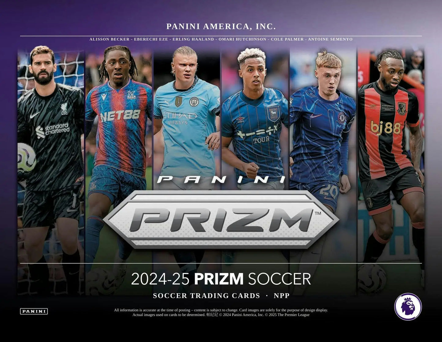 Panini Prizm Soccer trading card pack with pink mosaic prizms from 2024-25 EPL series