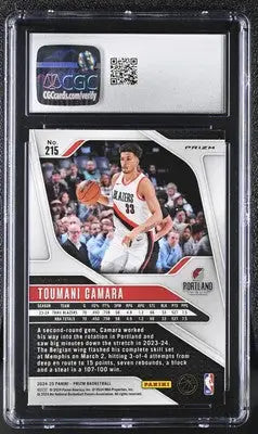 Graded Prizm Toumani Camara basketball card 2024-25 Pink Ice CGC 10