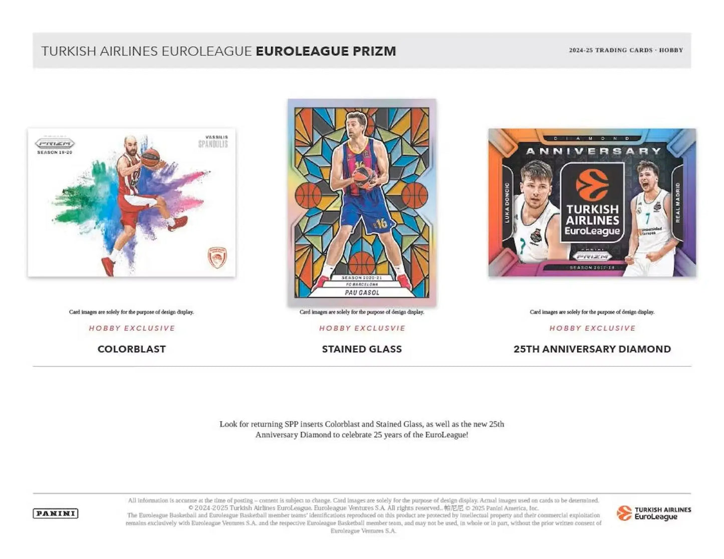 Euroleague Prizm trading cards from the 2024-25 Panini Prizm Turkish Airlines Hobby Box