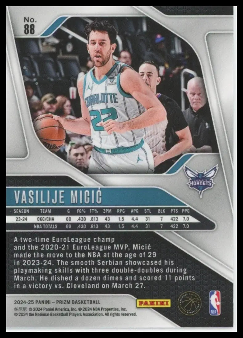 2024-25 Panini Prizm Vasilije Micic #88 Charlotte Hornets Basketball Card NBA
