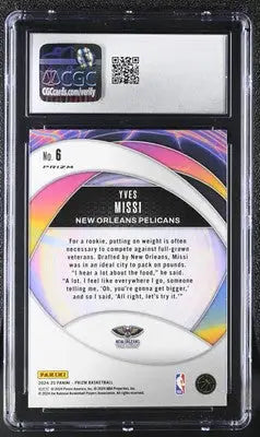 Graded Panini Prizm Yves Missi Green Instant Impact Basketball Card CGC 9