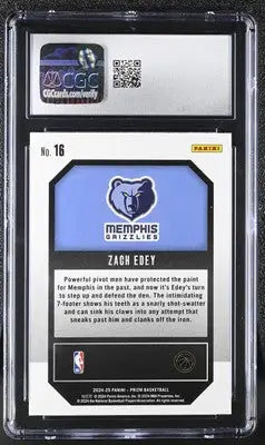 Graded Panini Prizm Zach Edey basketball card in 2024-25 Panini Prizm product