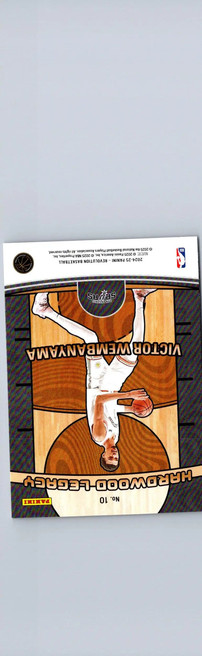Victor Wembanyama basketball trading card with hardwood court design from Wembanyama Hardwood Legacy