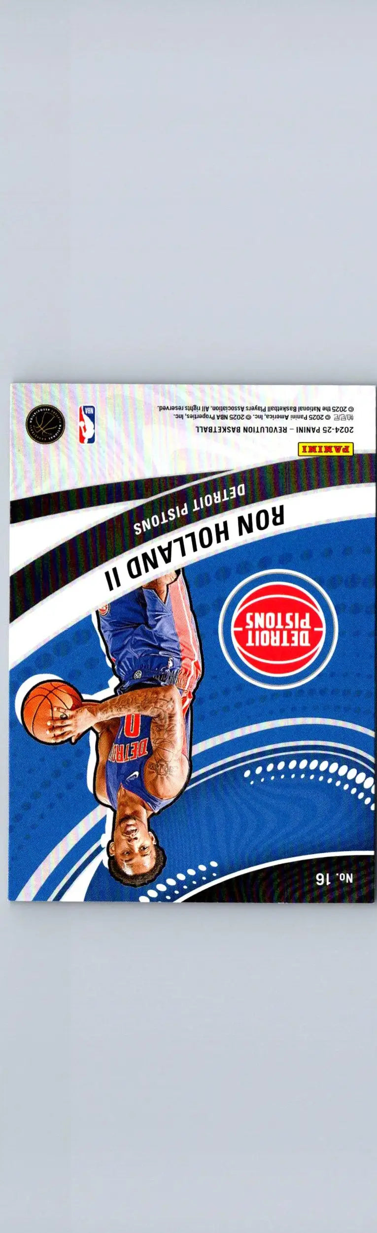 Upside-down basketball trading card of Ron Holland II Holland II Vortex from Panini Revolution