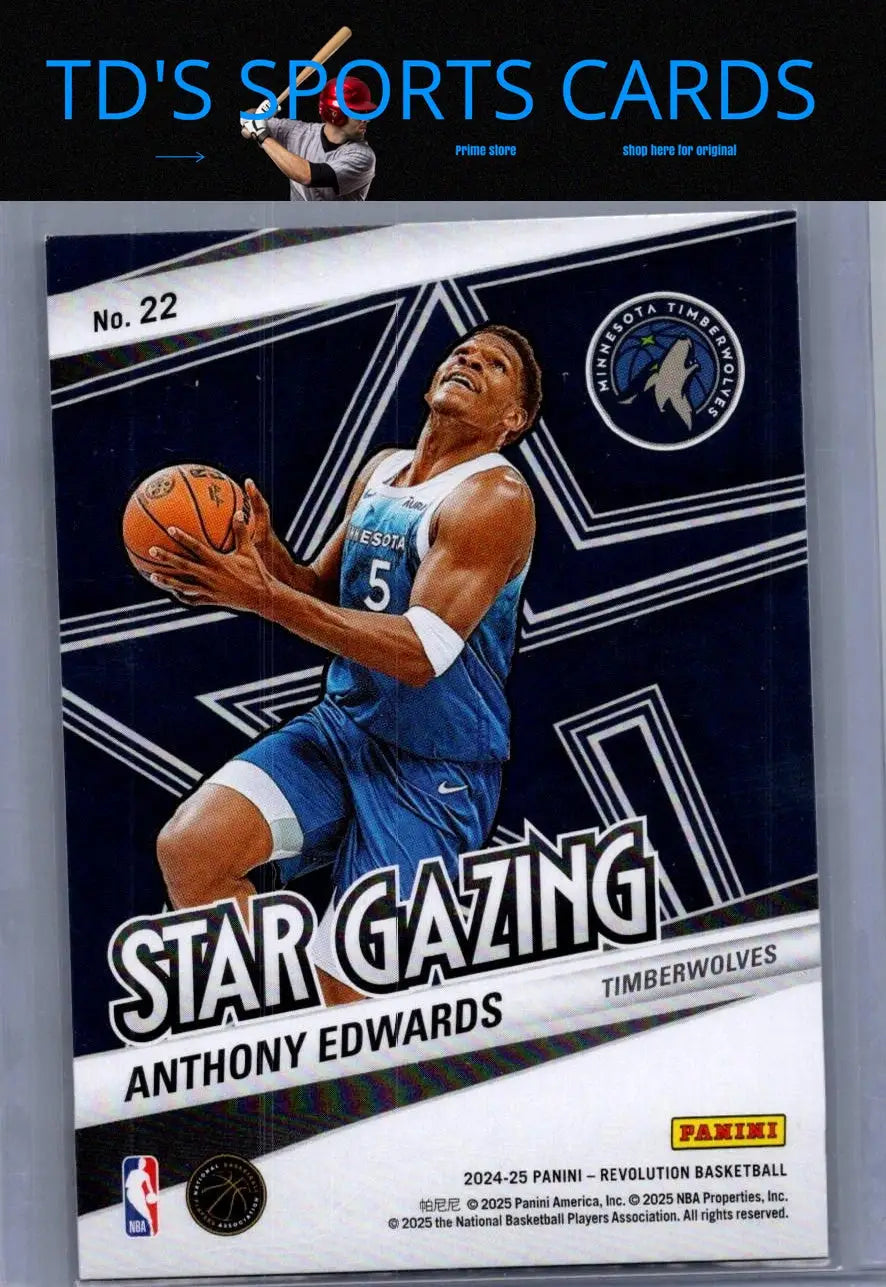 Anthony Edwards basketball card from 2024-25 Panini Revolution Edwards Star Gazing series