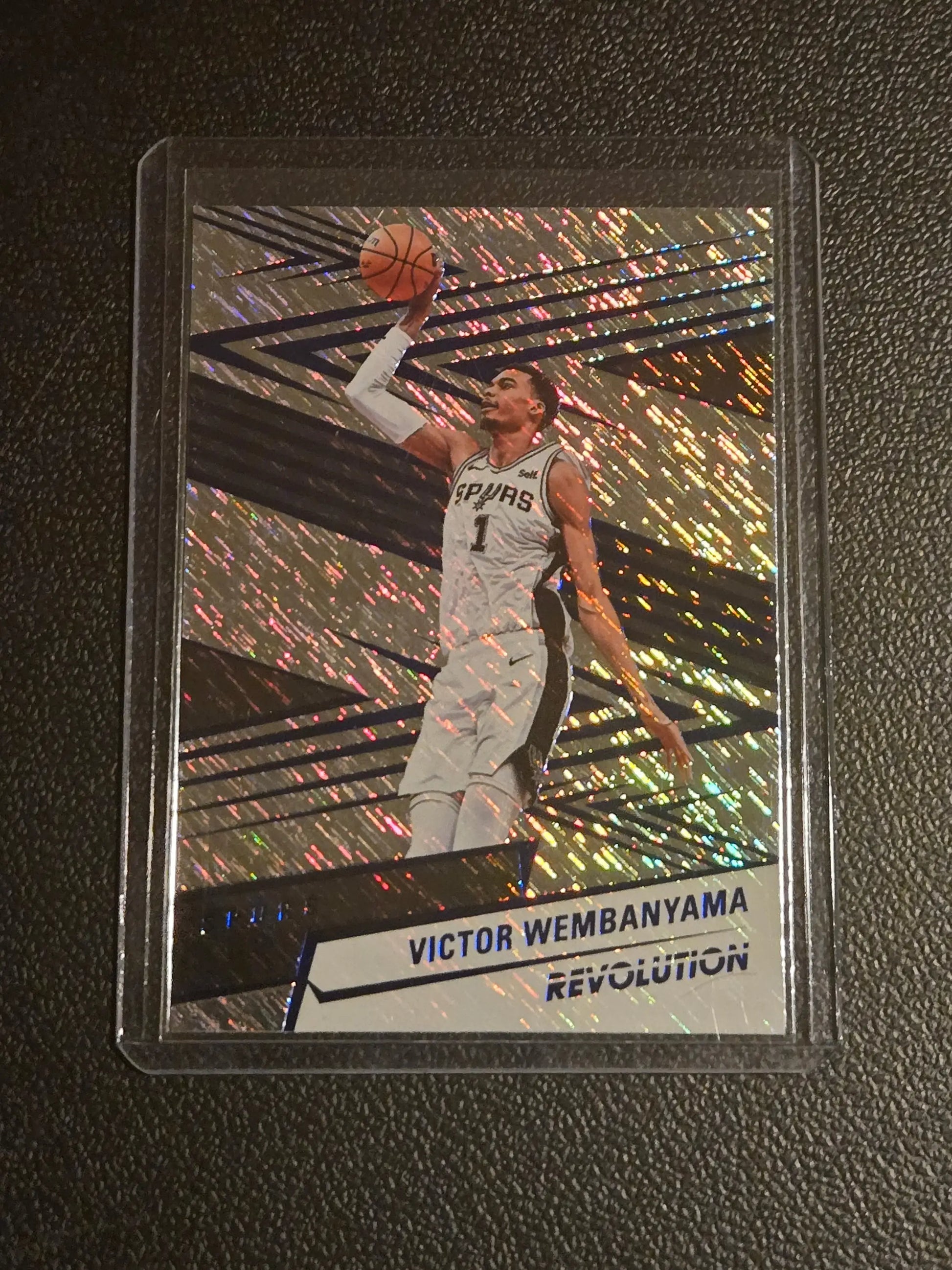 Victor Wembanyama Blue Storm basketball trading card from 2024-25 Panini Revolution series