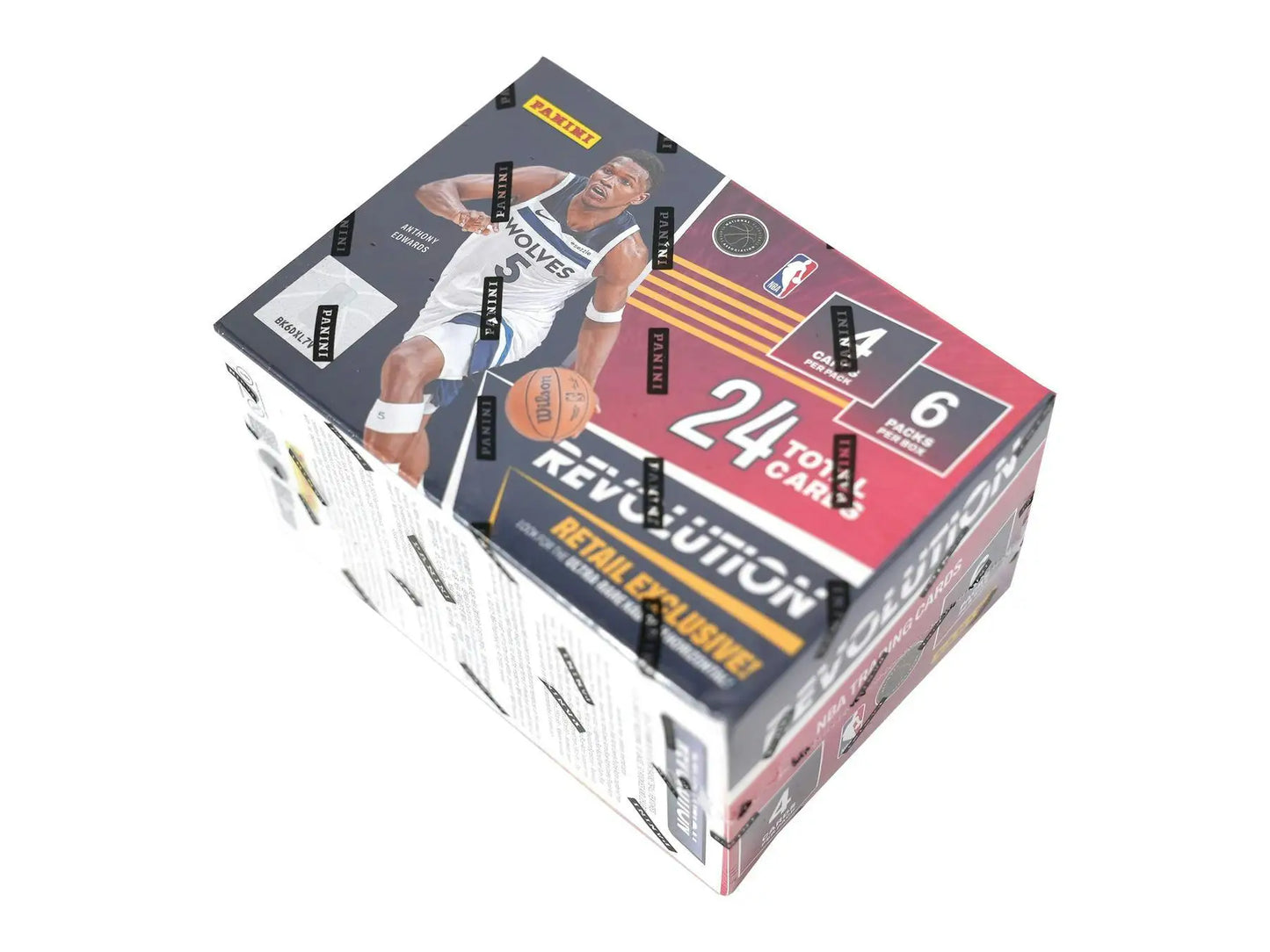 Sealed 2024-25 Panini Revolution NBA basketball trading cards blaster box with red astro, blue astro, and green astro cards