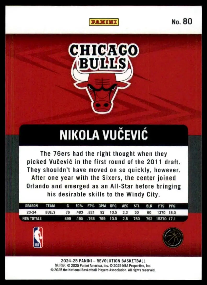 2024-25 Panini Revolution Nikola Vucevic #80 Chicago Bulls Basketball Card NBA - Basketball Card