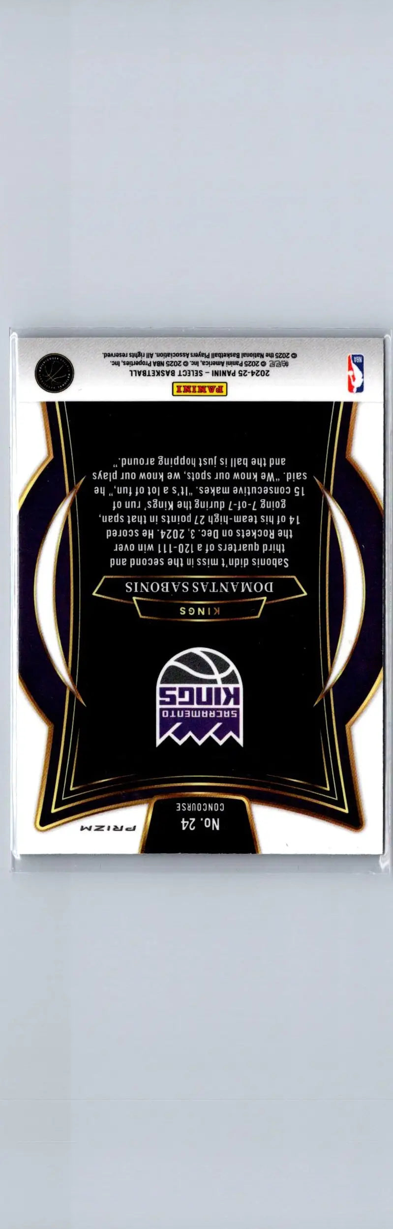 2024-25 Panini Select Domantas Sabonis Blue Cracked Ice Prizm trading card