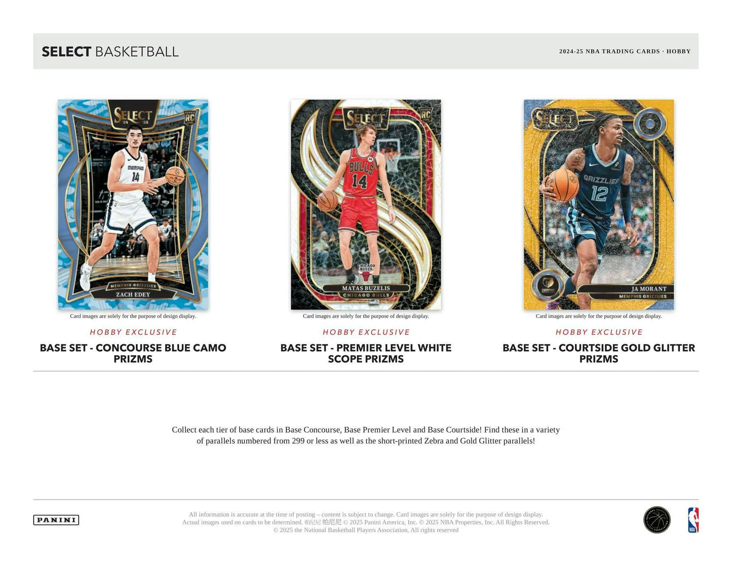 Promotional advertisement for Select Basketball memorabilia cards hobby box at Columbia Sports Cards & More