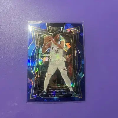 Panini Select basketball Joel Embiid collectible card with blue holographic design