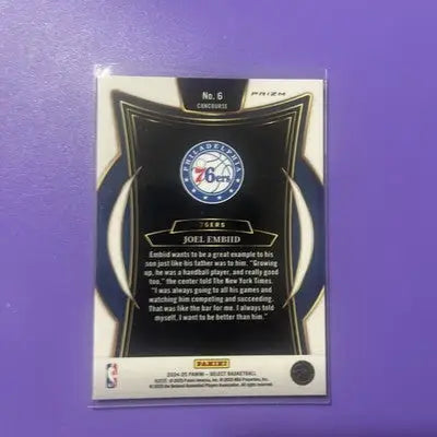 Joel Embiid Panini Select Basketball trading card from 2024-25 Panini Select Concourse Blue