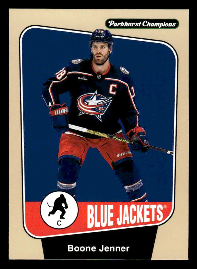 Boone Jenner hockey card from 2024-25 Parkhurst Champions featuring Columbus Blue Jackets