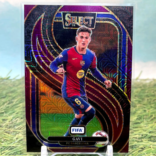 Gavi FC Barcelona 2024-25 Select Soccer Purple Mojo Prizm trading card