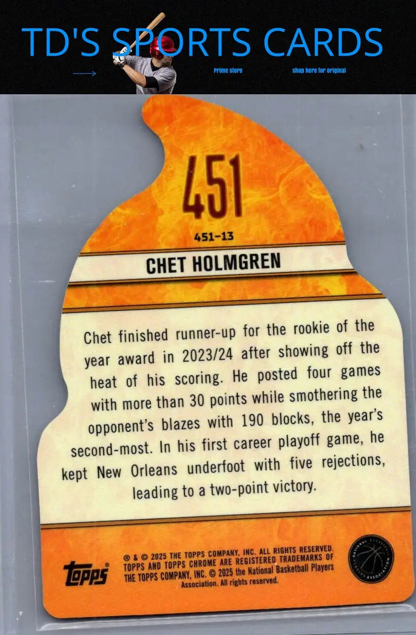 Chet Holmgren basketball card from 2024 25 Topps Chrome series
