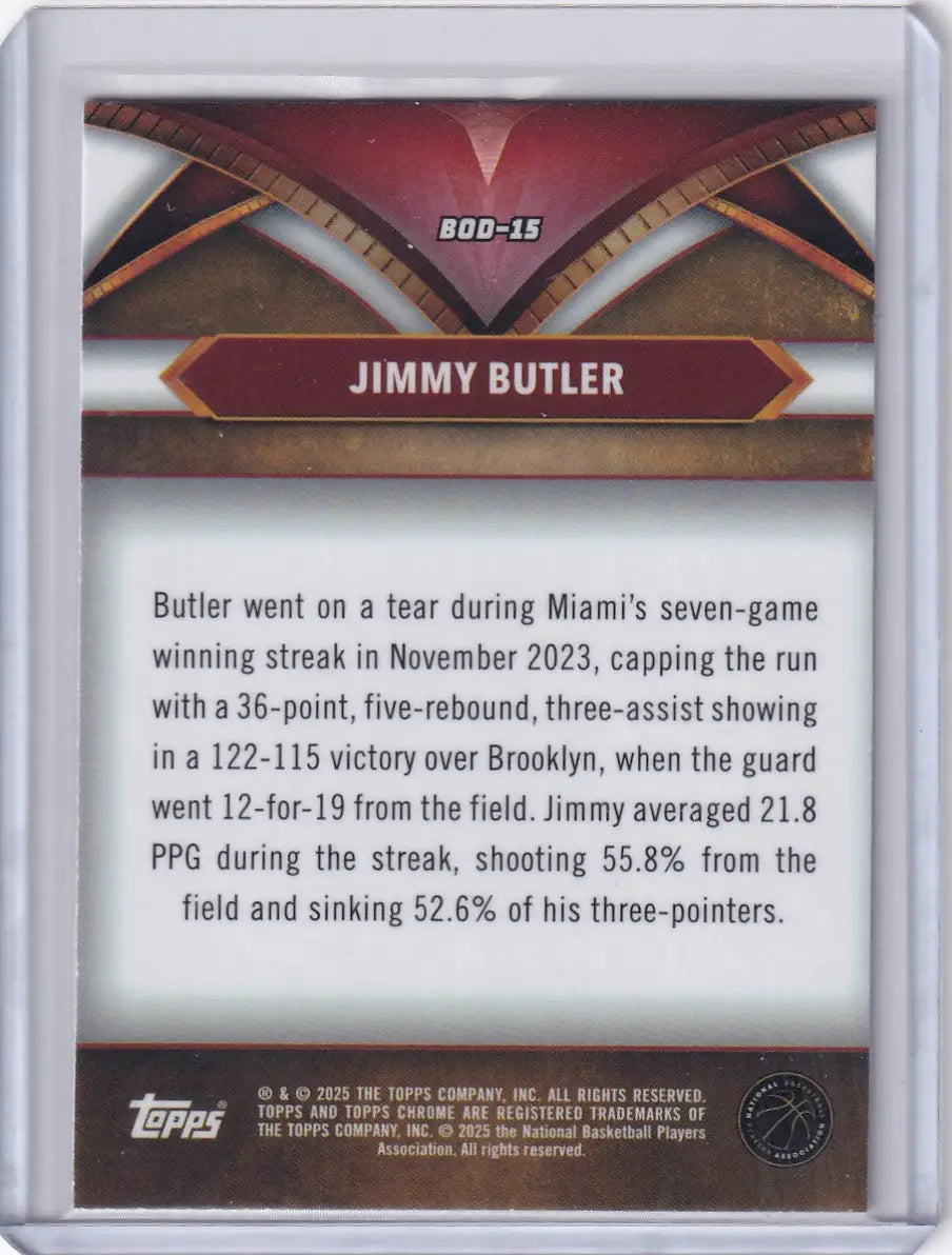 Jimmy Butler basketball card from 2024-25 Topps Chrome Ball of Duty collection