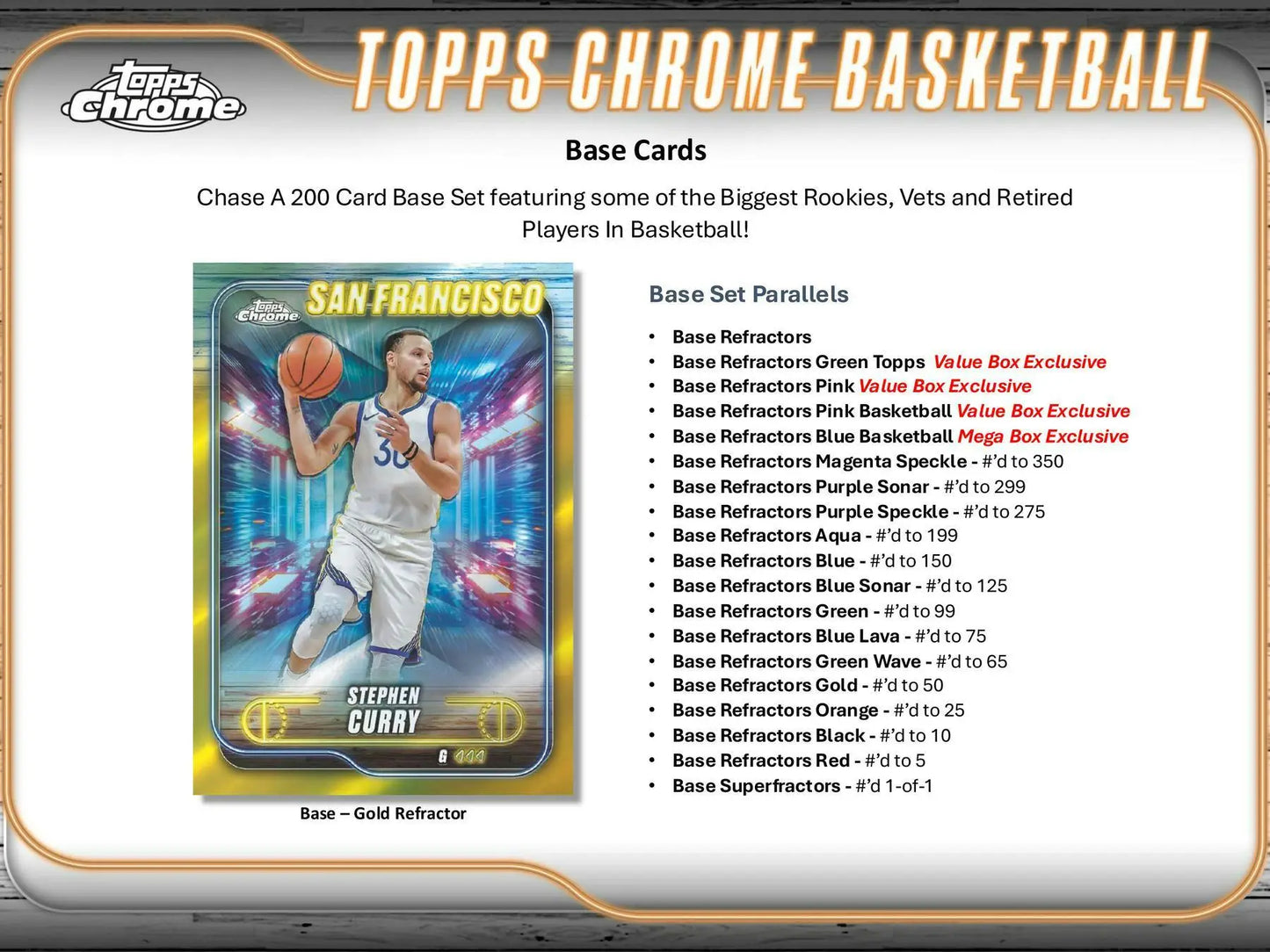 2024-25 Topps Chrome Basketball Blaster Box with base refractors and box exclusive parallels