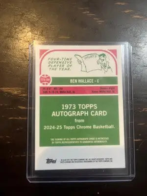 Ben Wallace 1973 Topps Chrome Basketball gold geometric auto card from 2024-25 collection