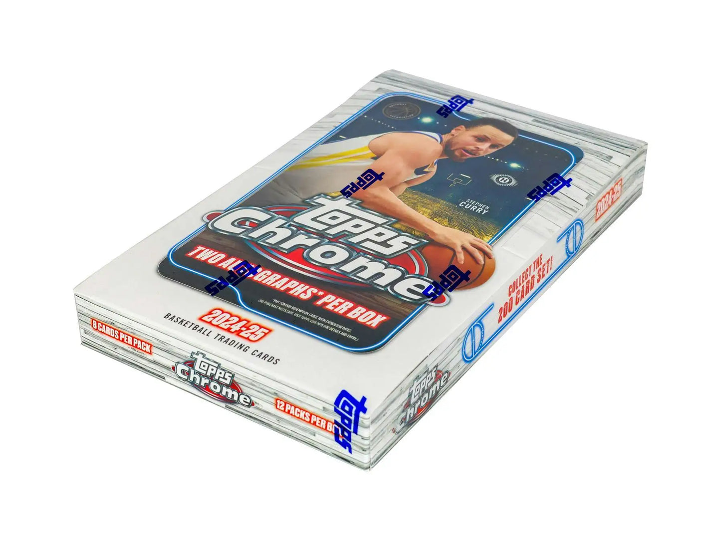 Sealed 2024-25 Topps Chrome Basketball Hobby Box with base refractors and gold refractors