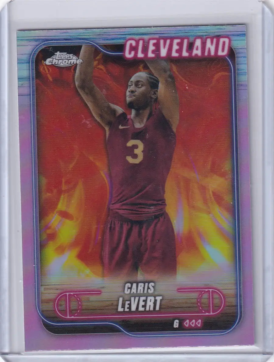 Caris LeVert basketball card from 2024-25 Topps Chrome Pink Refractors series