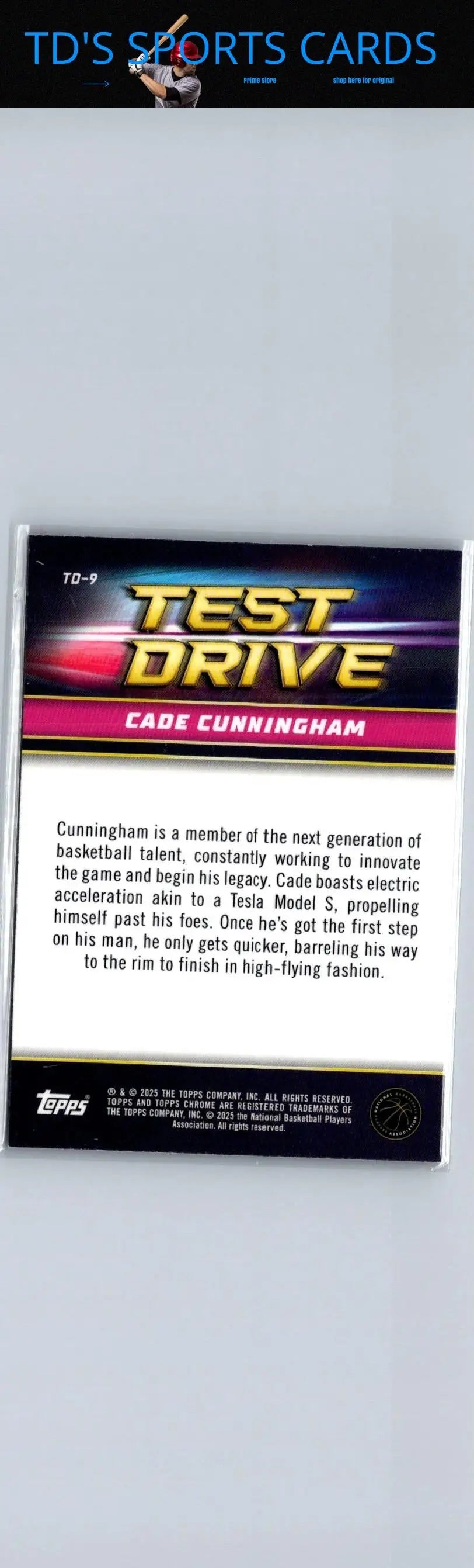 Cade Cunningham trading card from 2024-25 Topps Chrome Cade Cunningham Test Drive Refractor