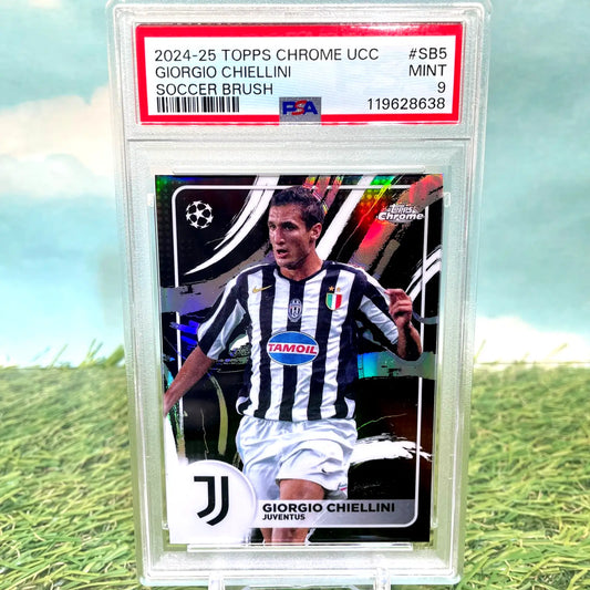 Graded Giorgio Chiellini Topps Chrome UEFA UCC Soccer Brush trading card PSA 9