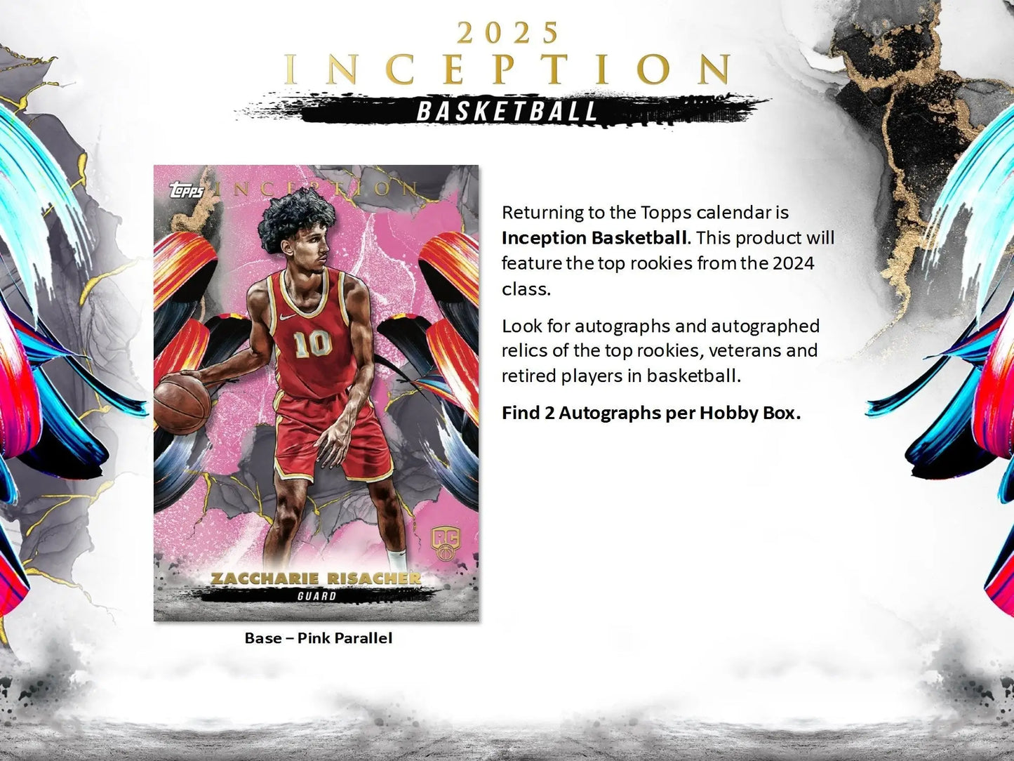 2025 Inception NBA Basketball trading card featuring Zachharie Risacher in pink parallel design