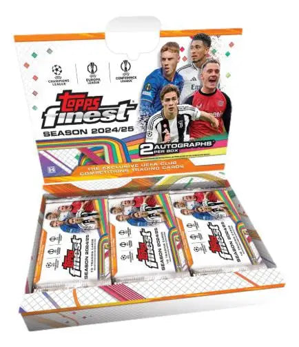 2024-25 Topps UEFA Club Competitions Finest Soccer Hobby Box featuring prized footballers