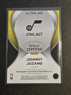 Johnny Juzang basketball card from 2024 25 Totally Certified Gold Auto set