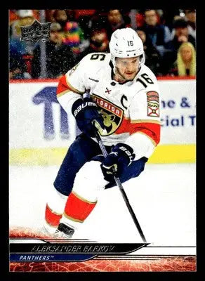 Upper Deck Aleksander Barkov hockey trading card from 2024-25 series featuring Florida Panthers