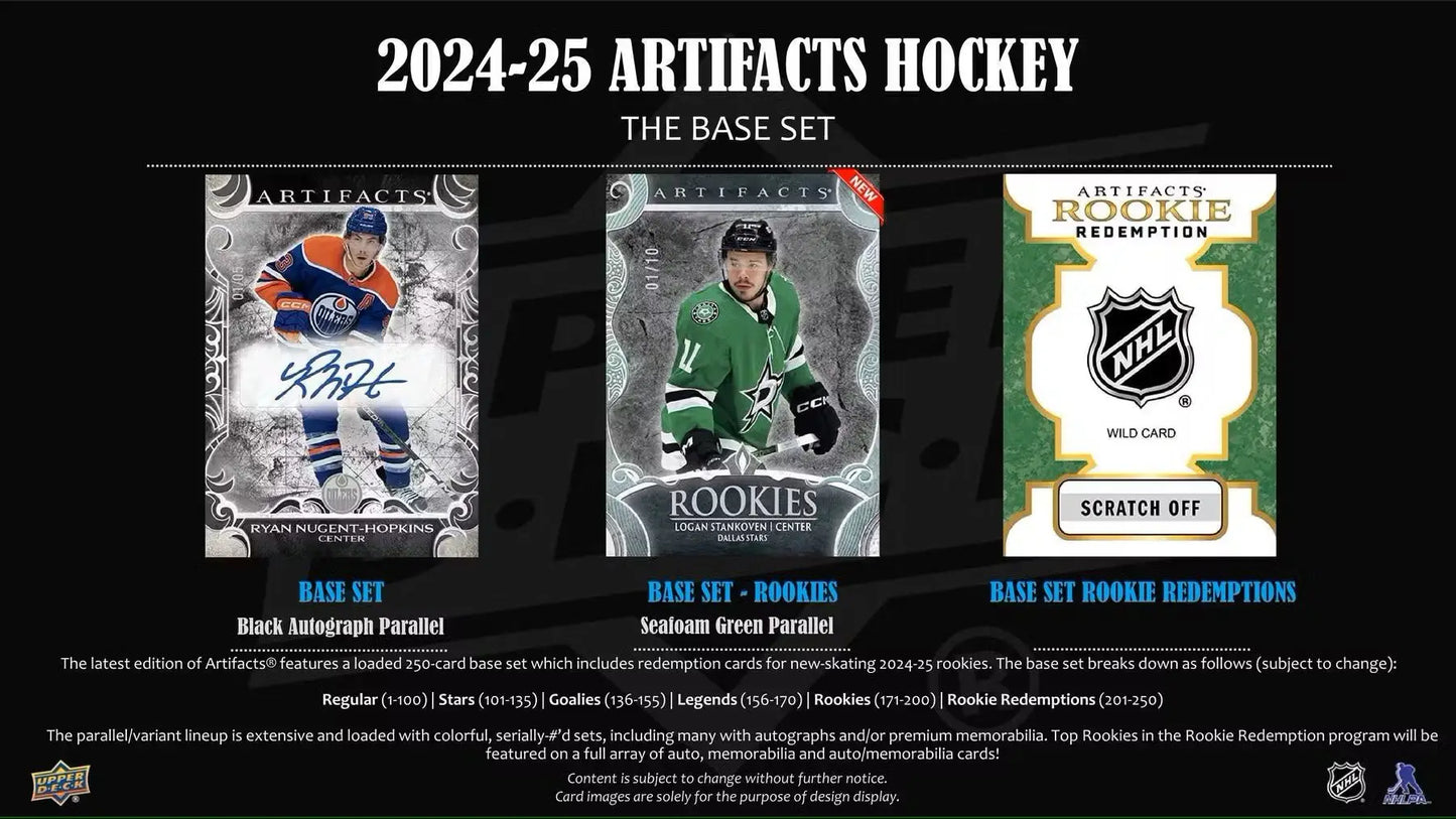 2024-25 Upper Deck Artifacts Hockey Hobby Box with base set rookie and auto parallel cards