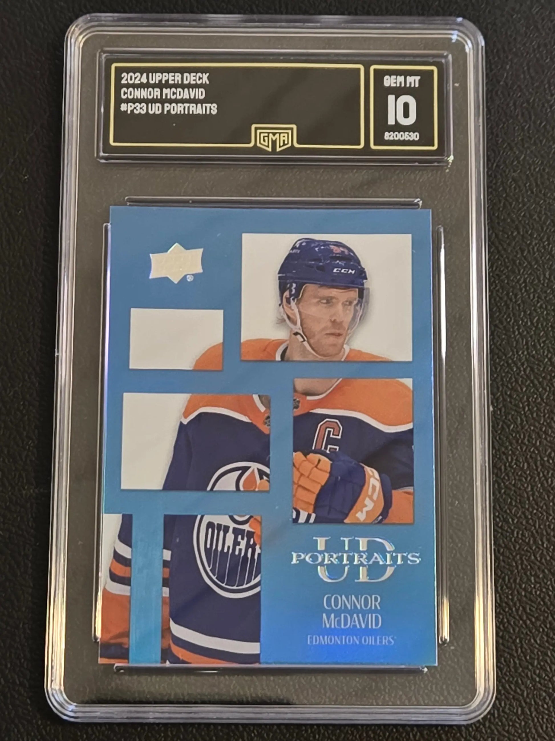 Graded 2024 Upper Deck Connor McDavid P33 UD Portraits hockey card GMA 10