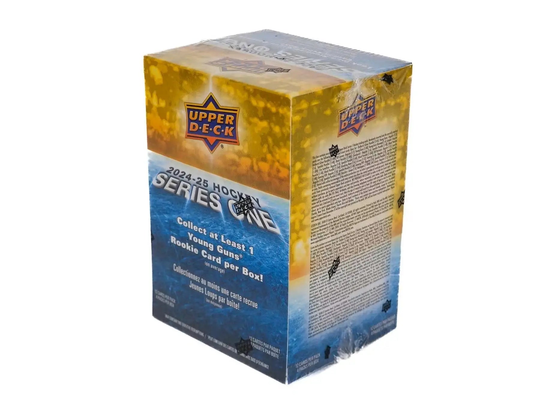 Sealed 2024/25 Upper Deck Series 1 Hockey 4-Pack Blaster Box with Young Guns base set and speckle parallel
