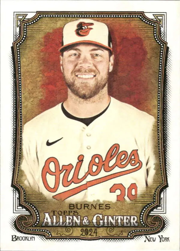 Corbin Burnes Baltimore Orioles baseball card in white home jersey from 2024 Allen & Ginter