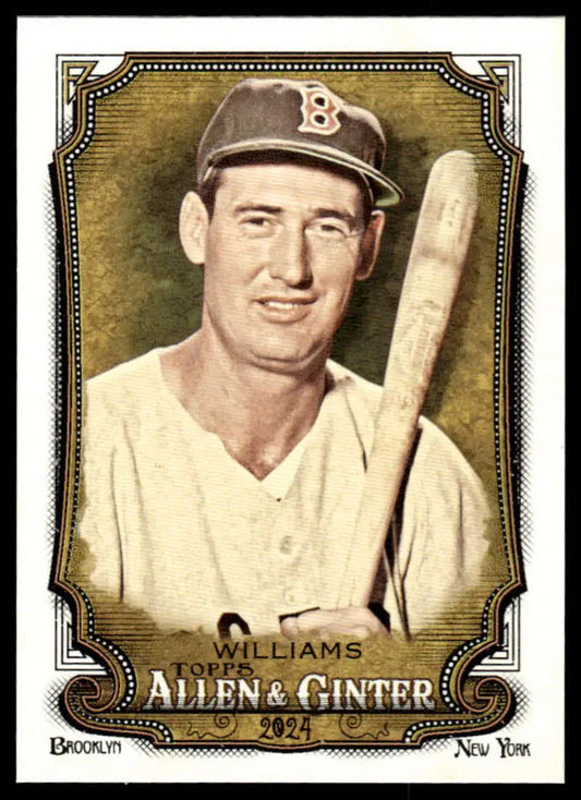 Vintage Ted Williams Baseball Card featuring Boston Red Sox Player with Bat
