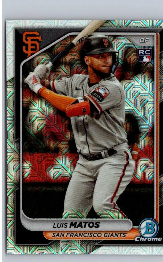 Luis Matos Chrome baseball card from 2024 Bowman #12 with Mojo Refractors