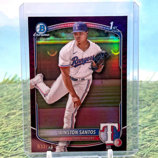 2024 Bowman 1st Chrome Purple Winston Santos baseball card for collectors