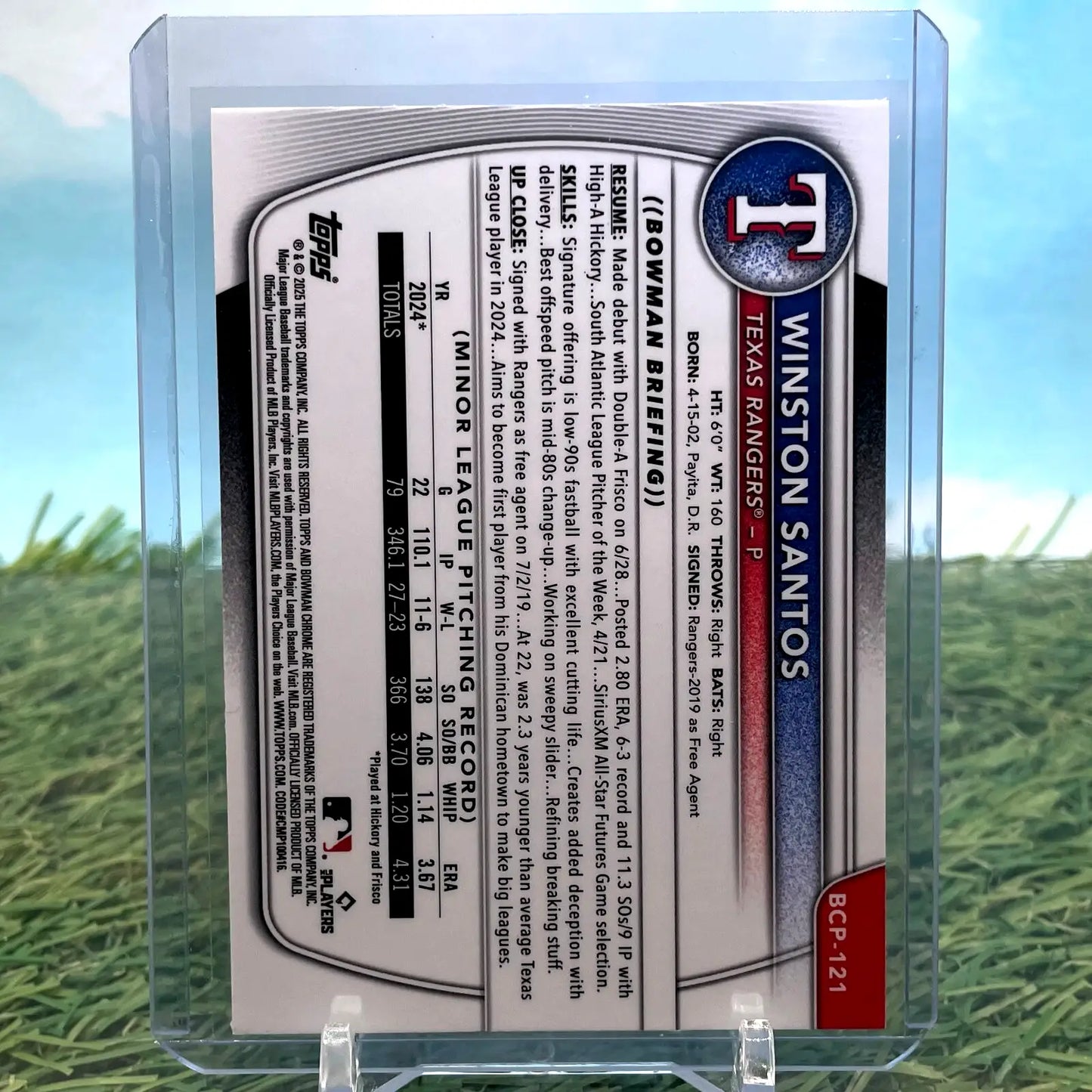 Winston Santos Bowman 1st Chrome Purple baseball card in 2024 Bowman 1st Chrome collection
