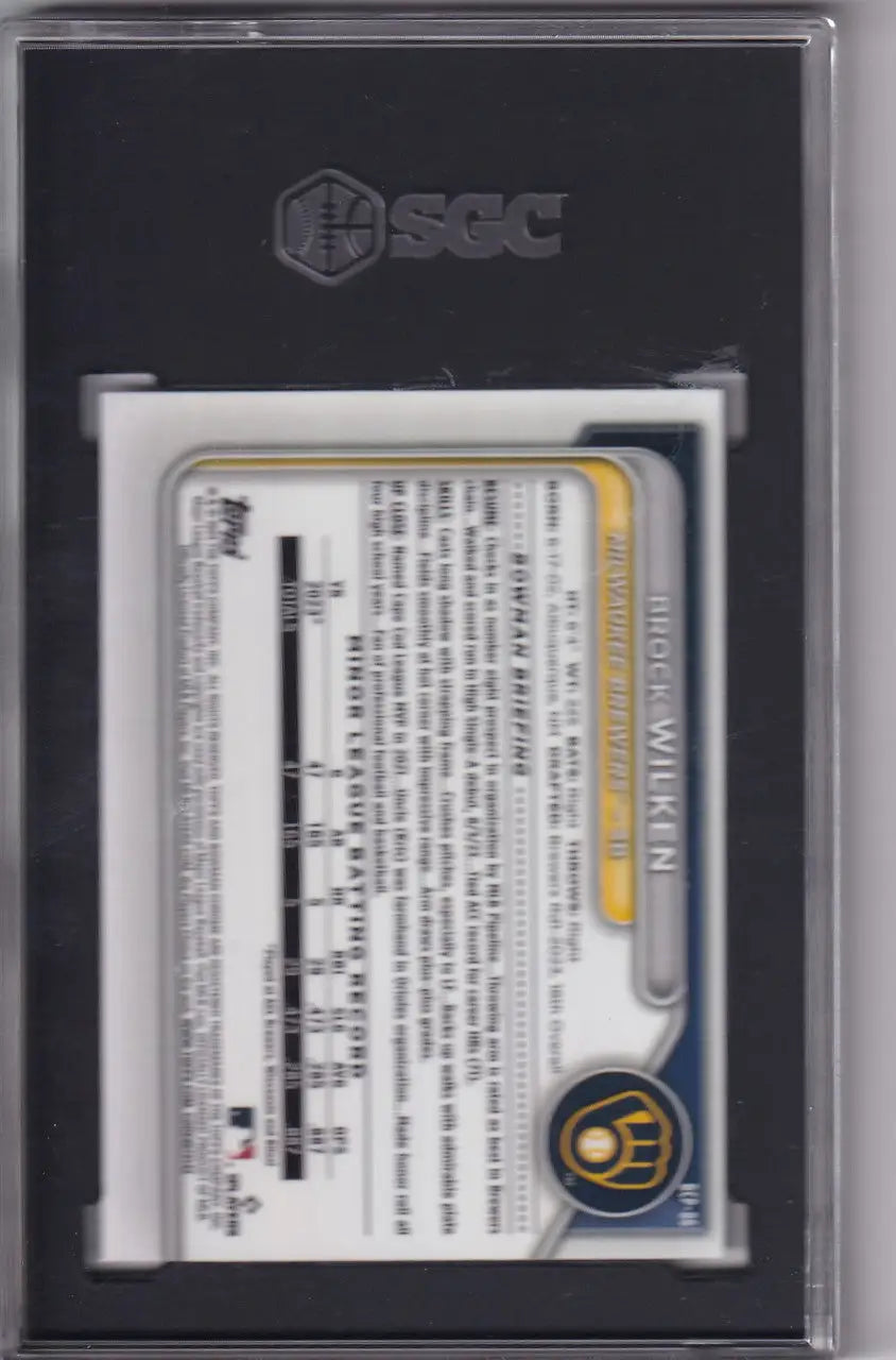 Brock Wilken Lunar Glow card in protective case, SGC 9.5 for Milwaukee Brewers