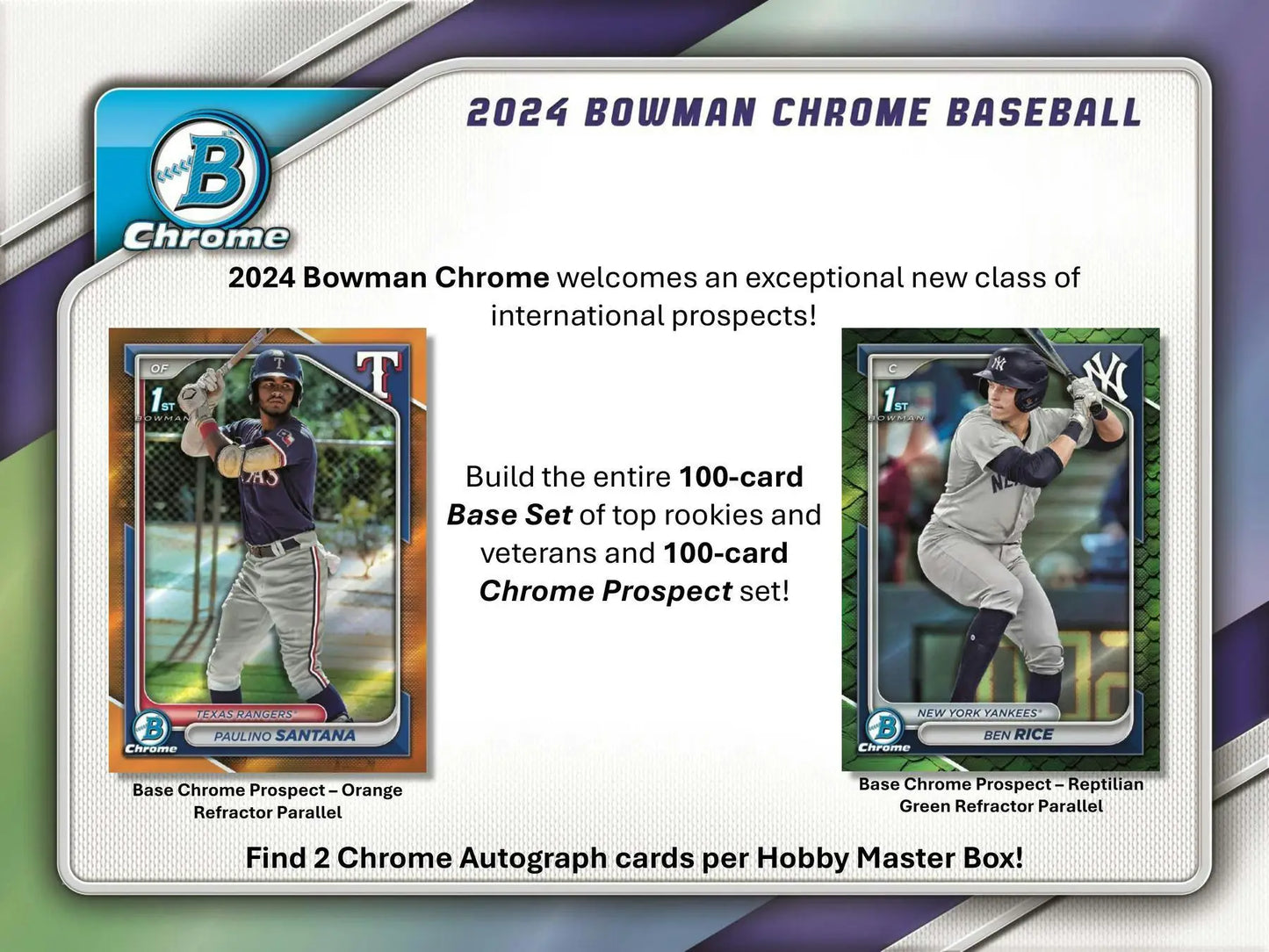 2024 Bowman Chrome Baseball Hobby Box with refractor parallel Orange Refractor and Superfractor Parallel