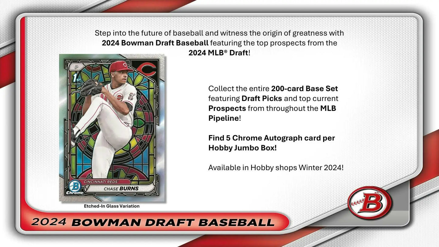 2024 Bowman Draft Baseball Super Jumbo Box with Red Refractor, Gold Refractor, and Base Set