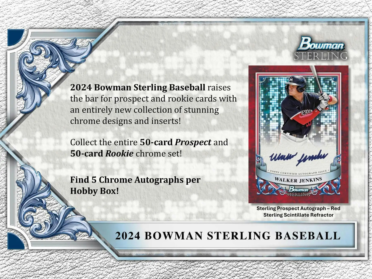2024 Bowman Sterling Baseball card with rose gold mini-diamond refractor parallel