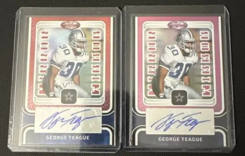 Two signed George Teague football cards from the Certified George Teague Auto lot