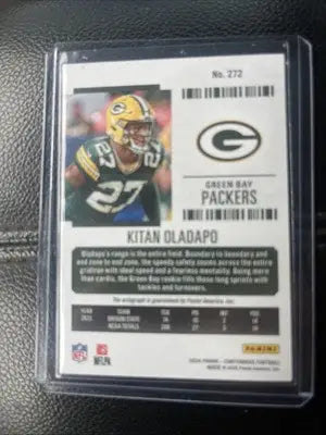 Kitan Oladapo Green Bay Packers rookie ticket auto trading card from 2024 Contenders Football