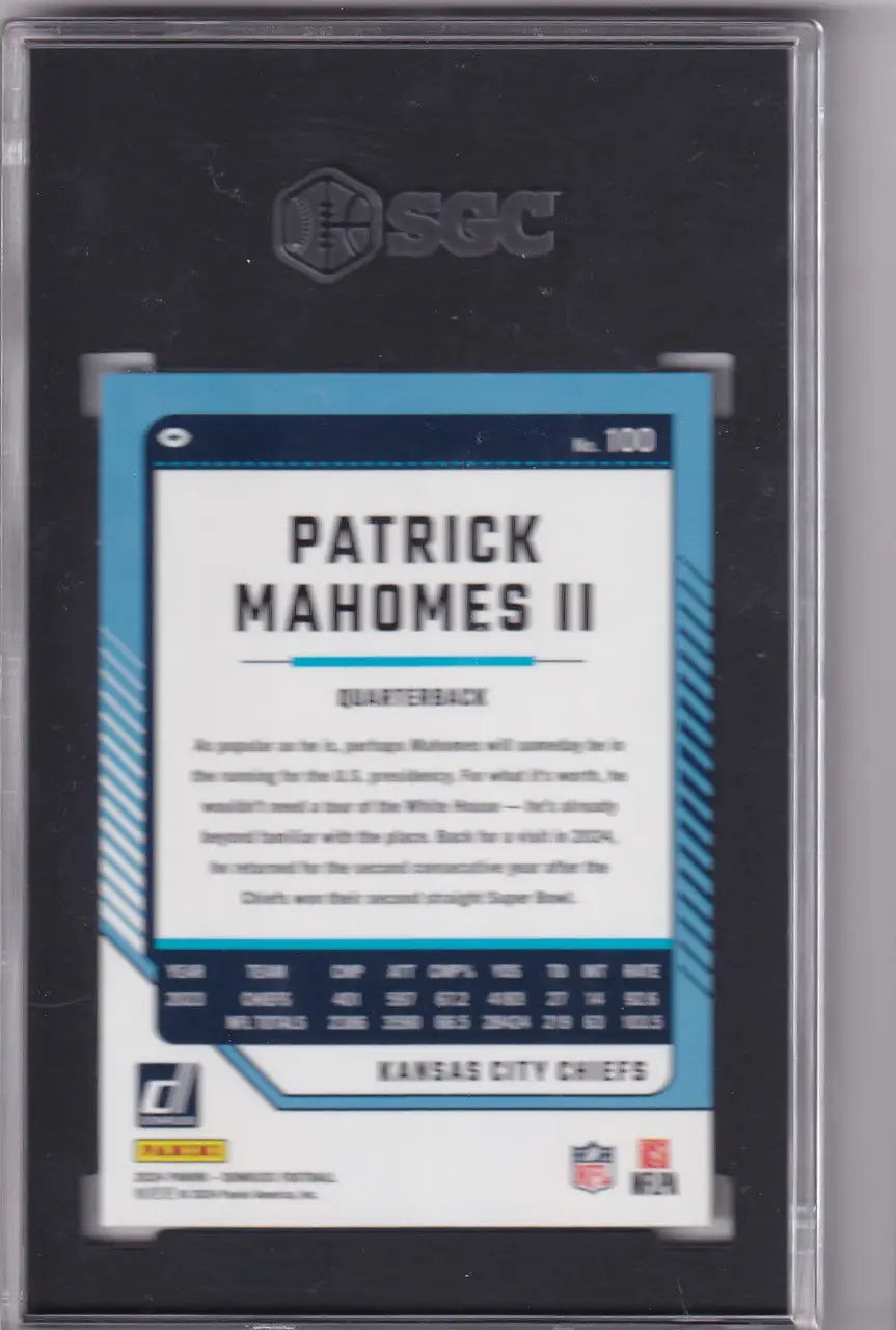 Graded Patrick Mahomes II football card Kansas City Chiefs SGC 9.5 collectible