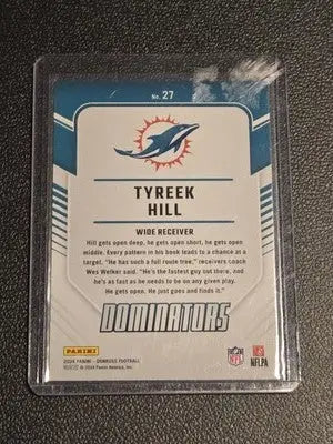 Tyreek Hill Miami Dolphins football card from 2024 Donruss Tyreek Hill Dominators series